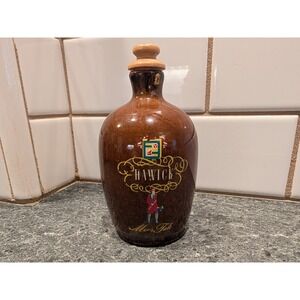 HAWICK Mens Talc Powder Ceramic Bottle Wooden Stopper Decorative‎ Collectible